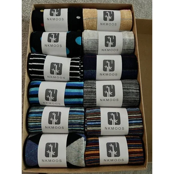 12 Pairs Men's Funky Fancy Design Colorful Premium Quality Dress socks 10-13 - Picture 7 of 12